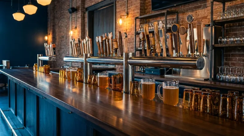 Tap handles and glassware on a polished bar, Idaho Liquor License Guide