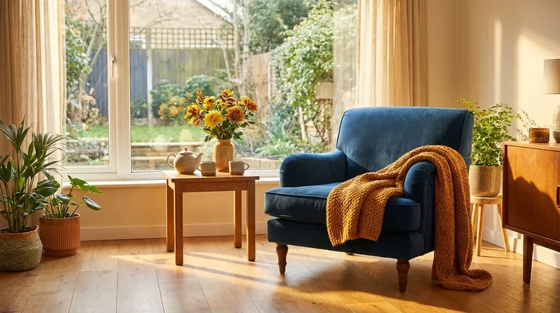 Sunlit sitting room with an armchair and blanket, How to Start a Residential Assisted Living Facility in Idaho