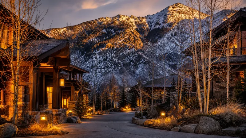 Mountain resort village street with timber and stone buildings, McCall Business License